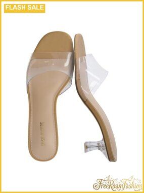 Clear Kitten Heel Slip-On Open Toe Dress Sandals Cushioned Footbed